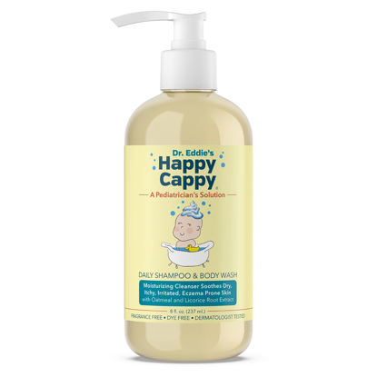 Picture of Happy Cappy Baby Shampoo and Body Wash - Eczema Body Wash for Kids, Toddler, Adults, Helps with Dryness, Reduces Itching, Irritation, and Redness, Dermatologist Tested, Fragrance Free - 8 Fl Oz