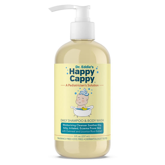 Picture of Happy Cappy Baby Shampoo and Body Wash - Eczema Body Wash for Kids, Toddler, Adults, Helps with Dryness, Reduces Itching, Irritation, and Redness, Dermatologist Tested, Fragrance Free - 8 Fl Oz