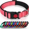 Picture of Taglory Reflective Dog Collar with Safety Locking Buckle, Adjustable Nylon Pet Collars for Large Dogs Female Male, Pink, L