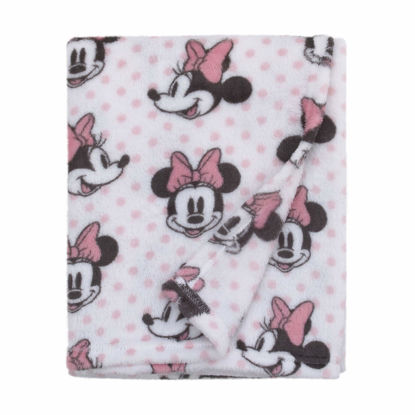 Picture of Disney Minnie Mouse, Pink, White And Black Super Soft Plush Baby Blanket, Pink, White, Black