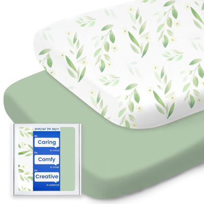 Picture of Premium Soft Bassinet Fitted Sheets, TotBasic Stretchy Jersey Knit Bassinet Sheets for Baby Boy Girl, Ultra Breathable Bassinet Cover Universal for Oval, Rectangle Hourglass Bassinet Mattress