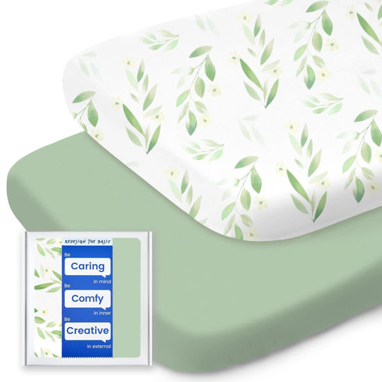 Picture of Premium Soft Bassinet Fitted Sheets, TotBasic Stretchy Jersey Knit Bassinet Sheets for Baby Boy Girl, Ultra Breathable Bassinet Cover Universal for Oval, Rectangle Hourglass Bassinet Mattress