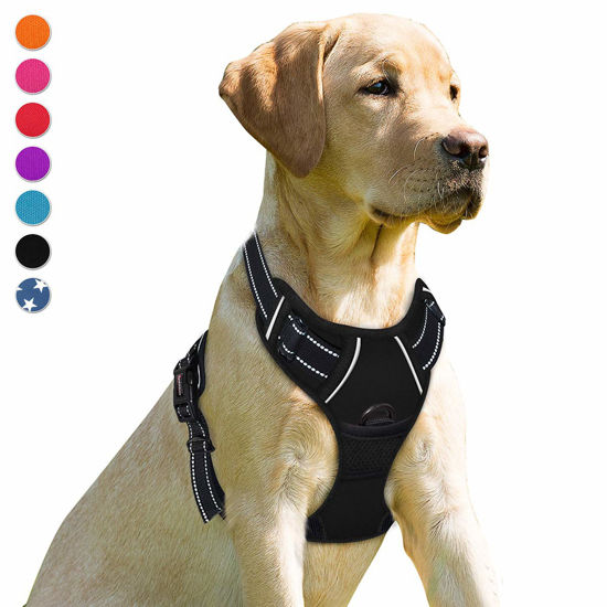 Picture of BARKBAY No Pull Dog Harness Front Clip Heavy Duty Reflective Easy Control Handle for Large Dog Walking(Black,L)