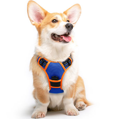 Picture of Eagloo Dog Harness for Large Dogs, No Pull Service Vest with Reflective Strips and Control Handle, Adjustable and Comfortable for Easy Walking, No Choke Harness with 2 Metal Rings, Blue & Orange, M