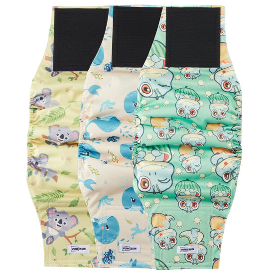 Picture of Washable Dog Diapers Male Reusable, Premium Belly Bands for Male Dogs Small, Pack of 3, High Absorbing Small Male Dog Pee Wraps for Doggie in Incontinence or Excitable Urination and Training(S)