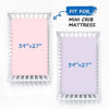 Picture of Pack and Play Sheets for Girl Fitted 2 Pack Mini Crib Sheets, Portable Playard Sheet, Ultra Soft Microfiber Playpen Sheets, Violet and Pink