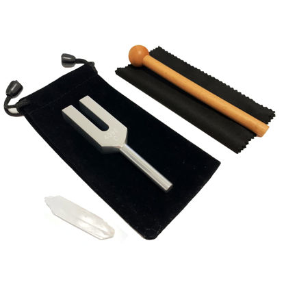 Picture of 4096 Hz Tuning Fork, Crystal Tuning Fork for Healing, Medical-Grade with Wood Hammer and Soft Storage Bag