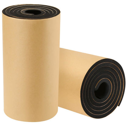 Picture of Kaqiluo 2 Pack High Density Self-Adhesive Sound Insulation Acoustic Closed Cell Foam, 0.4" x 12" x 71", 10 mm Thick,11.6 sqft Sound Proof Padding,Fire,Water Resistant Acoustic Treatment Foam