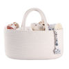Picture of Baby Diaper Caddy Organizer for Girl Boy Cotton Rope Nursery Storage Bin Basket Portable Holder Tote Bag for Changing Table Car Travel Baby Shower Gifts Newborn Essentials Registry Must Haves White