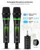 Picture of Bietrun Rechargeable Wireless Microphone, Dual Metal Cordless Handheld Dynamic Wireless Mics with 1/4'' Output for Karaoke, Meeting, Singing, Church, Wedding(UHF 240ft Range)(Receiver with Bluetooth)