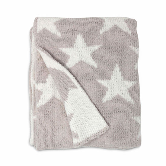 Picture of Living Textiles Grey Stars Chenille Soft Baby Blanket Reversible Premium Cozy Fabric for Best Comfort - for Infant,Toddler,Newborn,Nursery,Boy,Girl,Unisex,Throw,Crib,Stroller,Gift, Grey Stars 40x30