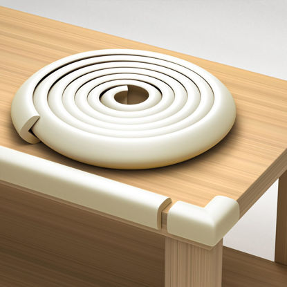 Picture of Furniture Edge and Corner Guards | 20.4ft Protective Foam Cushion | 18ft Bumper 8 Adhesive Childsafe Corners | Baby Child Proofing Set NonToxic and Safe for Table, Fireplace, Countertop | White