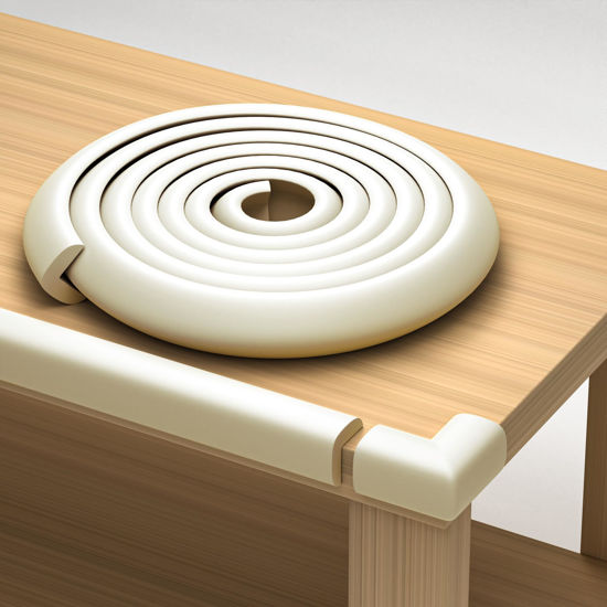 Picture of Furniture Edge and Corner Guards | 20.4ft Protective Foam Cushion | 18ft Bumper 8 Adhesive Childsafe Corners | Baby Child Proofing Set NonToxic and Safe for Table, Fireplace, Countertop | White