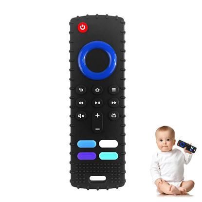 Picture of YAPROMO Baby Teething Toys,Reomte Teether Toys, Silicone Chew Toy for Babies 18+ Months, Remote Control Shape Teething Toys, Early Educational Toy BPA Free & Refrigerator Safe (Black-New)