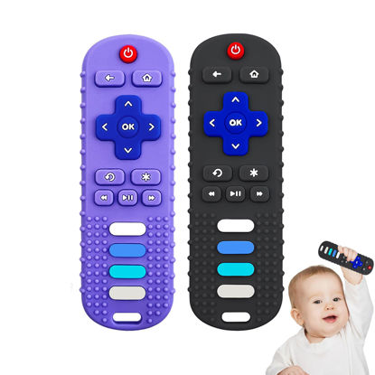 Picture of YAPROMO 2Pcs Teething Toys, Baby Remote Toy Teethers, Silicone Toy Remote Teethetr for Infant Toddler Kids/Boy/Girl, BPA Free and Refrigerator Safe