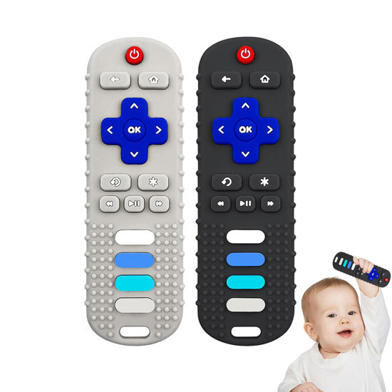 Picture of YAPROM 2Pcs Silicone Teething Toys, TV Remote Teether Toys for Baby Remote Teething Toys, Silicone Toy Remote for Infant&Toddler Boys Girls BPA Free/Refrigerator Safe