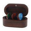 Picture of MYLYWOO Walnut Guitar Pick Holder Set with 1 Rosewood Pick and 6 Celluloid Picks in 3 Thicknesses, Mini Jewelry Box, Brown Wooden Knick-knack, 3.35 x 1.77 x 1.58 inches Organizers