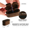 Picture of MYLYWOO Walnut Guitar Pick Holder Set with 1 Rosewood Pick and 6 Celluloid Picks in 3 Thicknesses, Mini Jewelry Box, Brown Wooden Knick-knack, 3.35 x 1.77 x 1.58 inches Organizers