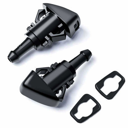 Picture of OTUAYAUTO Front Windshield Washer Nozzles - Replacement for Chrysler, Dodge, Jeep, Ram - Replaces OEM #: 4805742AB, 4805742AC. 5113049AA, 55077460AA, 5303833AA, Premium Spray Jet Kit (pack of 2)