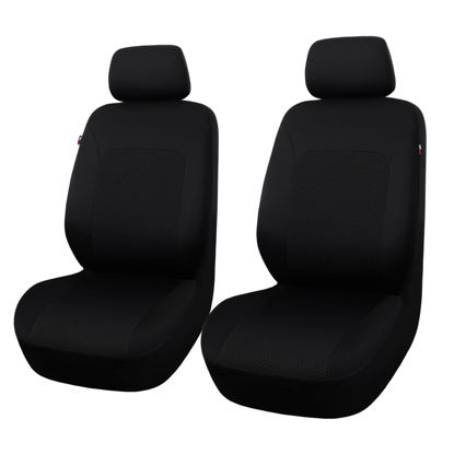 Picture of Flying Banner Car Seat Covers Front Seats Rear Bench Polyester car seat Protectors Easy installations Rear Bench Split Classic Man Lady Truck (Front Set - Low Back - Neoprene, Solid Black)