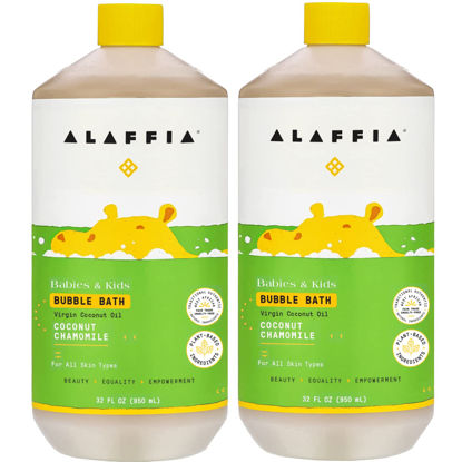 Picture of Alaffia Babies and Kids Bubble Bath, Gentle Baby Essentials for Delicate Skin, Cleansing & Calming Bubbles, Plant Based Formula, Vegan, Coconut Chamomile (2 Pack - 32 Fl Oz)