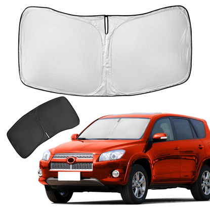 Picture of for Toyota RAV4 Sun Shade Sunshade Windshield Cover - 4 Layers Front Window Shade for RAV4 2013-2018 Custom Fit Sun Visor - 240T Retractable Shade Blocks UV Rays Car Accessories