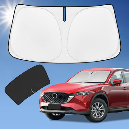 Picture of for Mazda CX5 CX-5 2017-2024 2025 Sun Shade Sunshade Windshield Cover, 4-Layer Front Window Shade Custom Fit CX5 Sport, Touring, Grand Touring, 4 Door Crossover Sun Visor 240T Fabric Shade