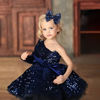 Picture of Lanmerry Hair Clips Bows Accessories for Girls, 5 inches Sequins Large Bows Alligator Hair Bows for Girls Hair Accessories Toddler Hair Clips for Women Teens Babies Gifts Navy