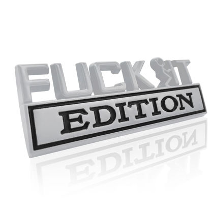 Picture of Fuck IT Edition Emblem, Car Exterior Emblems Badge 3D Sticker Decal, Fuck-IT Edition Emblem 3D Fender Badge Decal, 3D Fender Badge Decal Car Truck Replacement, Fit for All Cars (Sliver Black)
