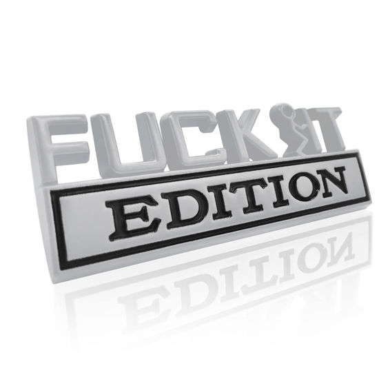 Picture of Fuck IT Edition Emblem, Car Exterior Emblems Badge 3D Sticker Decal, Fuck-IT Edition Emblem 3D Fender Badge Decal, 3D Fender Badge Decal Car Truck Replacement, Fit for All Cars (Sliver Black)