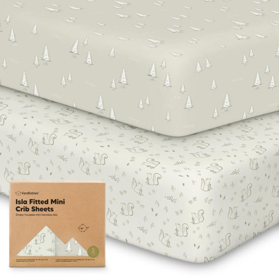 Picture of Pack and Play Sheets Fitted, 2-Pack Mini Crib Sheets - Pack N Play Sheets, Fitted Crib Sheet for Pack and Play Mattress, Playard Baby Crib Sheets, Crib Sheets Neutral for Boys, Girls (Pine Grove)
