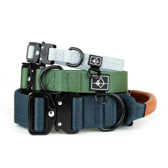 Picture of Made to ROAM Premium Dog Collar - Adjustable Heavy Duty Nylon Collar with Quick-Release Metal Buckle (Maine Marina, Classic Size 2)