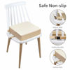 Picture of Toddler Booster Seat Dining, Washable 2 Straps Safety Buckle Kids Booster Seat for Dining Table, Portable Travel Increasing Cushion (Beige-PU)