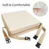 Picture of Toddler Booster Seat Dining, Washable 2 Straps Safety Buckle Kids Booster Seat for Dining Table, Portable Travel Increasing Cushion (Beige-PU)