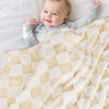 Picture of HOMRITAR Baby Blanket for Unisex Boys Girls Soft Cozy Reversible Checkerboard Toddlers Blanket, Fluffy Fuzzy Plush Lightweight Bed Blanket with Chessboard Grid Design 350GSM Khaki 30 x 40 Inch
