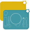 Picture of Moonkie Silicone Placemats for Baby & Kid, Stain Resistant Non-Slip Toddler Food Mats Eating Table Mat with 2 Packs(Teal/Mustard 2)