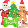 Picture of LECHONG Christmas Dog Toy, 4pcs Dog Squeaky Toy, Stuffed Dog Toys for Teething & Chewing, Tough Dog Toys Xmas Gift Toy Bundle Santa Dog Toys for Large Dogs, Small Puppy Dog Toys