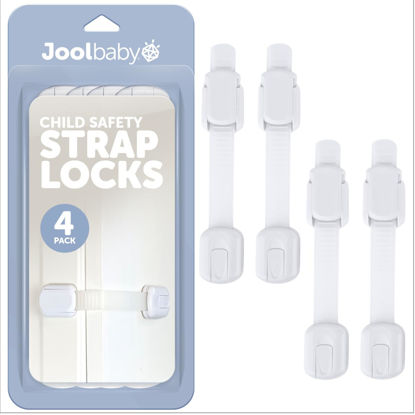Picture of Child Safety Strap Locks (4 Pack) Baby Proof Cabinets, Drawers, Fridge, Toilet & Trash Cans - 3M Adhesive Childproof Locks - Jool Baby