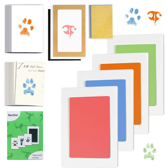 Picture of DeerZone Inkless Paw Print Kit,Dog Paw Print Kit,Dog Nose Print Kit,Clean Touch Ink Pads and Imprint Cards,Pet Paw Print Impression Kit for Dogs Cats Footprint Keepsake