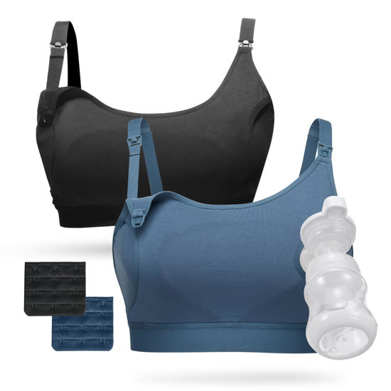 Picture of Momcozy Pumping Bra, Pumping Bra Hands Free 2 Pack Comfortable All Day Wear Pumping and Nursing Bra in One Holding Breast Pump for Spectra, Lansinoh, Medela