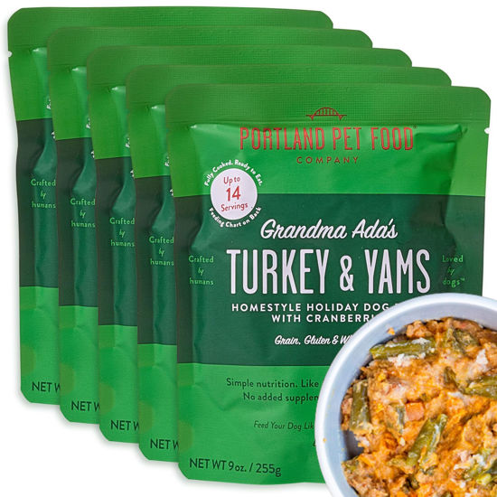 Picture of CRAFTED BY HUMANS LOVED BY DOGS Portland Pet Food Company Human-Grade Dog Food Pouch - Mixer, Topper, and Rotational Meal (Ada's Turkey, 5 Pack)