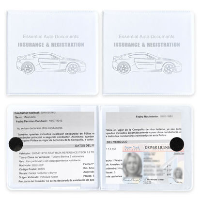 Picture of Ziciner Car Registration Insurance Holder, 2Pack Essential Auto Card Document Glove Box Organizer with Velcro Closure, Vehicle Interior Accessories Perfect for Most Car, Truck, SUV (White/Big Car)