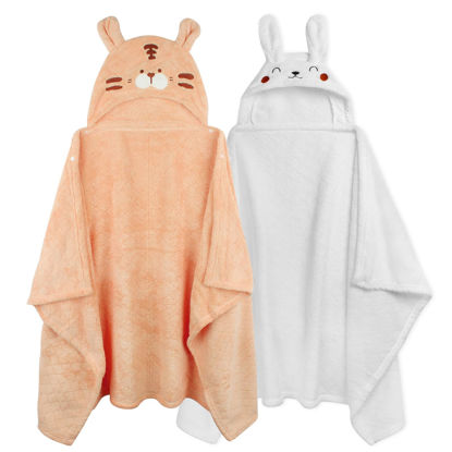 Picture of Toddler Towels with Hood Kids Hooded Bath Towel Baby Hooded Towels for Toddlers 0-5 Years, 2-Pack Absorbent Soft Toddler Bath Towel Kids Towels Bath Baby Towels with Hood Thick 50'' x 32'' Large