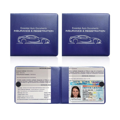 Picture of Ziciner Car Registration Insurance Holder, 2Pack Essential Auto Card Document Glove Box Organizer with Velcro Closure, Vehicle Interior Accessories Perfect for Most Car, Truck, SUV (Blue/Small Car)