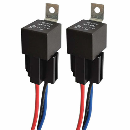 Picture of Gebildet JD1912 Car Relay Harness 12V 40A 4 Pin SPST 12AWG Harness Sockets with Color-Labeled Wires for Automotive Truck Van Motorcycle Boat (Pack of 2)