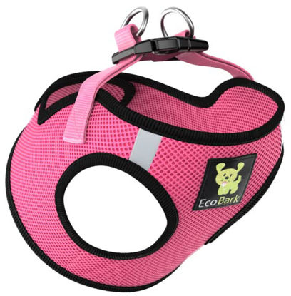 Picture of EcoBark Step in Dog Harness - Eco-Friendly Small Breed Dog Harnesses for XXS, XS, and Small Dogs - Reflective and Adjustable Mini Body Halter Vest - Tiny Soft Mesh Toy Breed (Bubblegum Pink, XS)