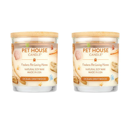 Picture of One Fur All, Pet House Candle-100% Plant-Based Wax Candle-Pet Odor Eliminator for Home-Non-Toxic and Eco-Friendly Air Freshening Scented Candles-Odor Eliminating Candle-(Pack of 2, Ocean Driftwood)