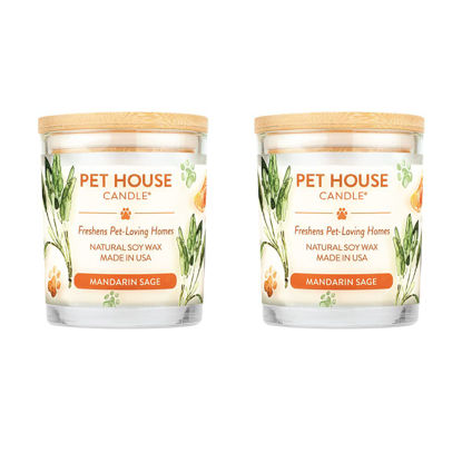 Picture of One Fur All, Pet House Candle-100% Plant-Based Wax Candle-Pet Odor Eliminator for Home-Non-Toxic and Eco-Friendly Air Freshening Scented Candles-Odor Eliminating Candle-(Pack of 2, Mandarin Sage)