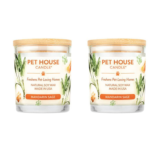 Picture of One Fur All, Pet House Candle-100% Plant-Based Wax Candle-Pet Odor Eliminator for Home-Non-Toxic and Eco-Friendly Air Freshening Scented Candles-Odor Eliminating Candle-(Pack of 2, Mandarin Sage)