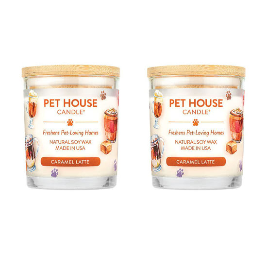 Picture of One Fur All, Pet House Candle-100% Plant-Based Wax Candle-Pet Odor Eliminator for Home-Non-Toxic and Eco-Friendly Air Freshening Scented Candles-Odor Eliminating Candle-(Pack of 2, Caramel Latte)